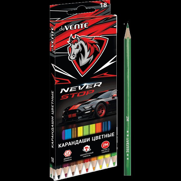 Карандаши 18цв. "deVente.Never Stop" 2М шестигранные