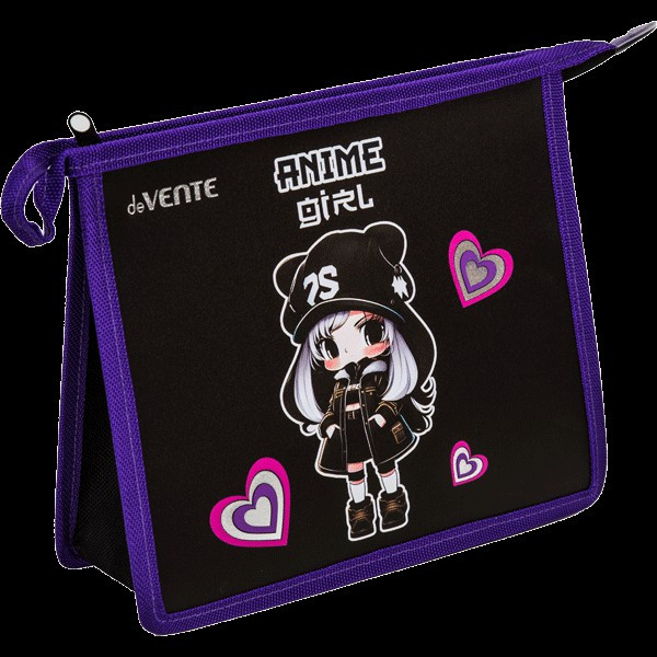 Папка для тетрадей de Vente Anime Girl A5 на молнии сверху.непрозрачная с рисунком