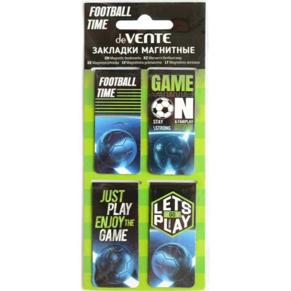 Набор закладок для книг "deVENTE. Football Time" магнитных бумажных, 4 шт