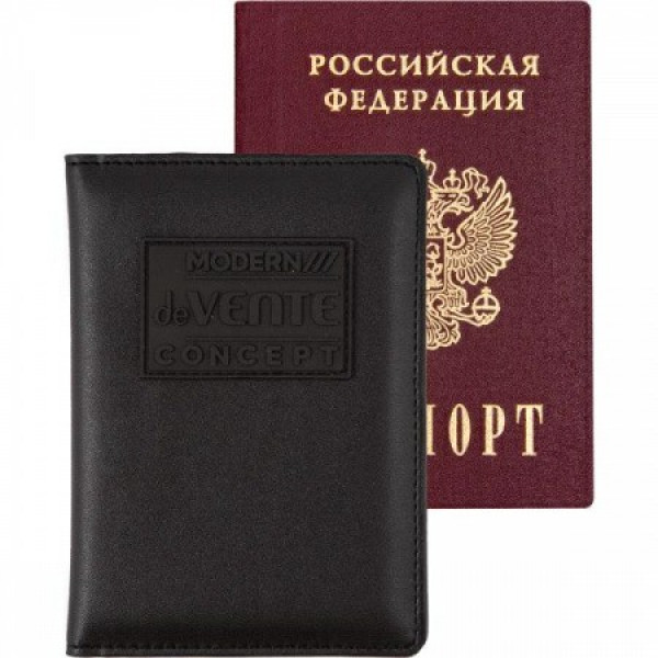 Обложка для паспорта "deVENTE. Modern Concept Soft" 10x14 см, искусст.кожа, 3 отд. для визиток, черн