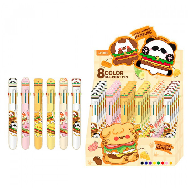 Ручка шариковая автомат. 8 в 1 подарочная "deVENTE. Cute Hamburger"  d=0,7 мм, 8-ми цв