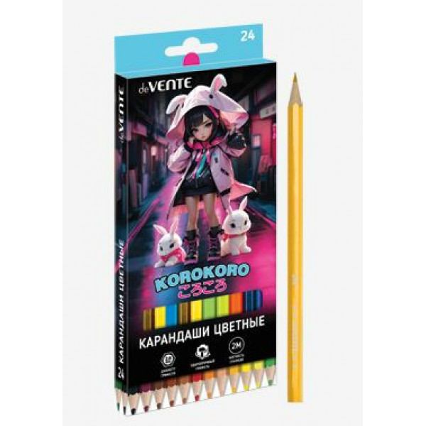 Карандаши 24цв "deVENTE. Korokoro" 2,8 мм, шестигранные