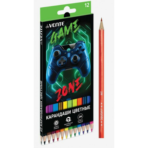 Карандаши 12 цв. "deVENTE. Gamer" шестигранные