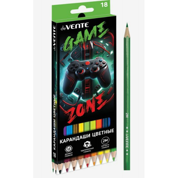 Карандаши 18 цв. "deVENTE. Gamer" шестигранные