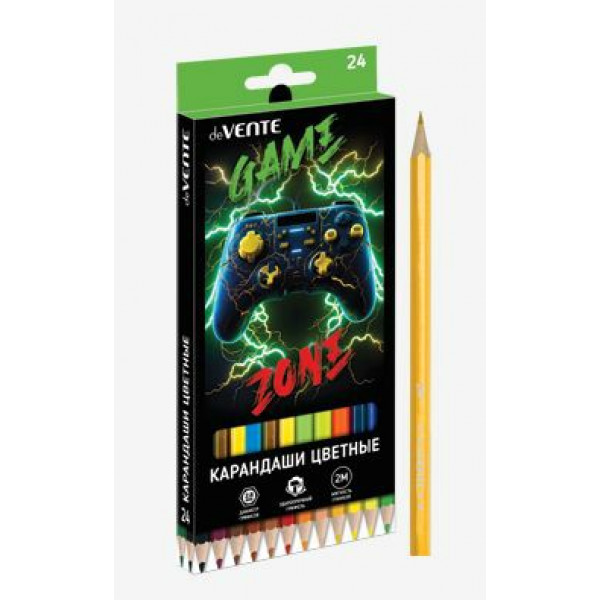 Карандаши 24цв. "deVENTE. Gamer" 2,8 мм, шестигранные,