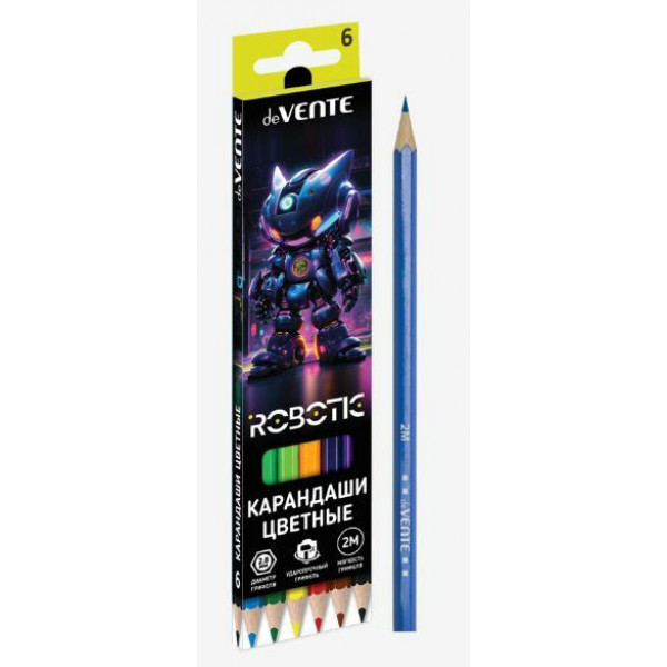 Карандаши 6 цв "deVENTE. Robotic" 2,8 мм, шестигранные