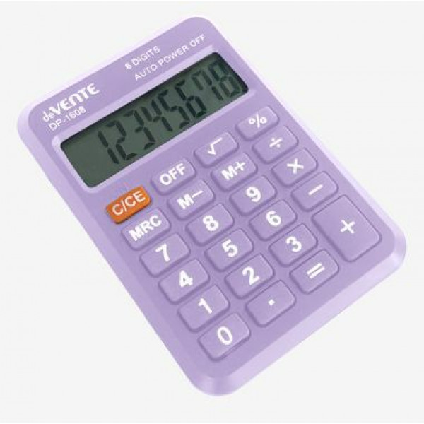 Калькулятор карманный 8 раз.  "deVENTE" DP-1608Р, 58х88х11 мм, сиреневый