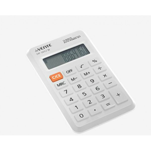 Калькулятор карманный 12 раз.  "deVENTE" DP-1612W, 69x114x14 мм, белый