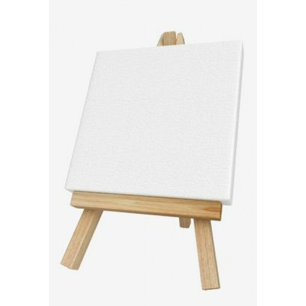 Мини мольберт с холстом на подрамнике 10x10 грунтован."deVENTE.ART" 100% хлопок 280г/м², мелкое зерн
