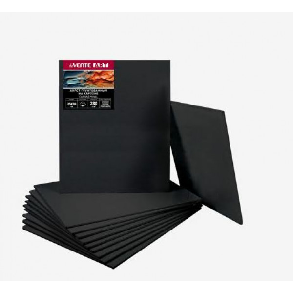 Холст на картоне 25*30 грунтованный "deVENTE. ART" 100% хлопок 280 г/м², мелкое зерно, черный