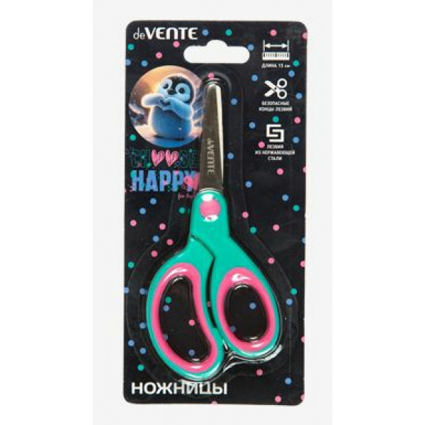 Ножницы детские "deVENTE. Happy Pinguin" 13см, с закруг. лезвиями
