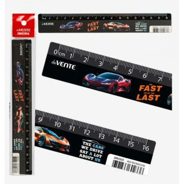 Линейка пластиковая "deVENTE. Fast Or Last" 16 см, с дизайном