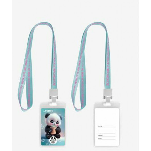 Бейдж школьный "deVENTE.Yummy Panda" 110*65 см, вертик, прозр. ПВХ, цветная лента, принт