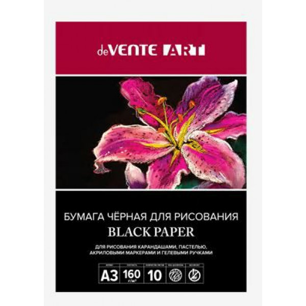Папка д/рисования А3 DeVente ART 160г/м2 10л черная