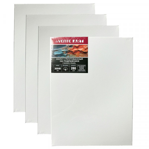 Холст на подрамнике 30x40 грунтованный "deVENTE. ART" 100% хлопок 280 г/м², мелкое зерно, белый