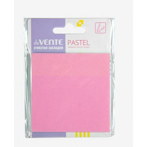 Самокл. этикетки-закладки пластик "DeVente Pastel" 76*76 мм,50л. розовые