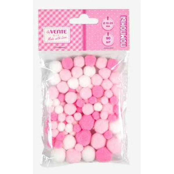 Набор помпонов для творчества "deVENTE" 90шт, розовое ассорти