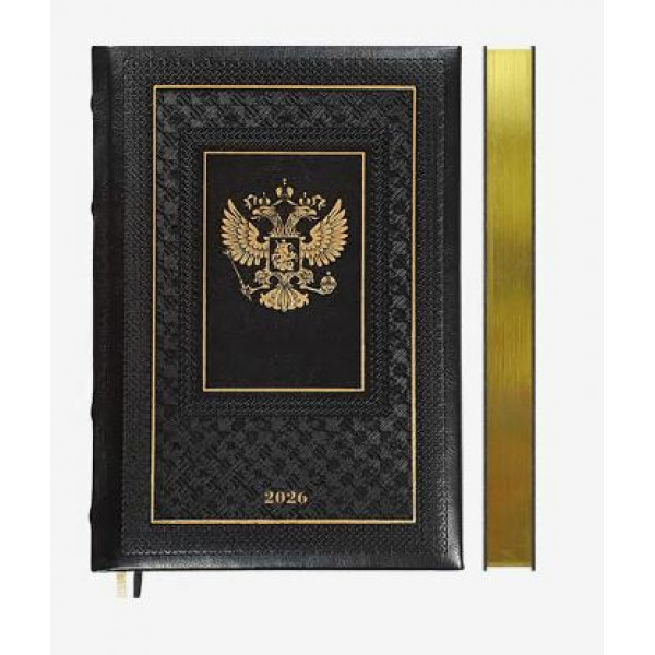 Ежедневник датир. 2026 "deVENTE.Symbol" А5 336стр, тв. обл. ис. кожа черный