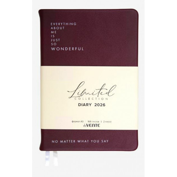 Ежедневник датир. 2026 "deVENTE. Jane" А5 336стр, твер. обл. ис. кожа  бордовый