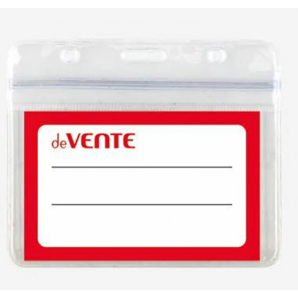 Бейдж "DeVente" 100*83 горизонтальный, ПВХ 280мкм, прозрачный, на молнии