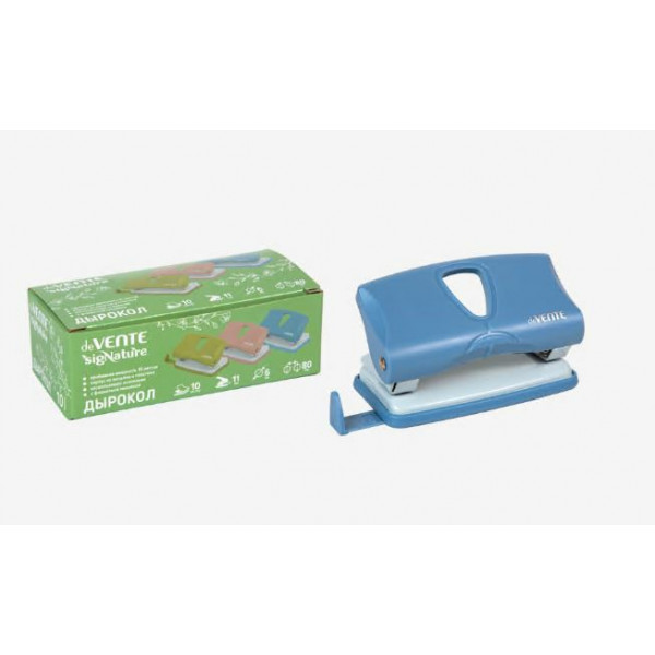 Дырокол "DeVente. sigNATURE" 10л. с линейкой, цвет сумеречный синий
