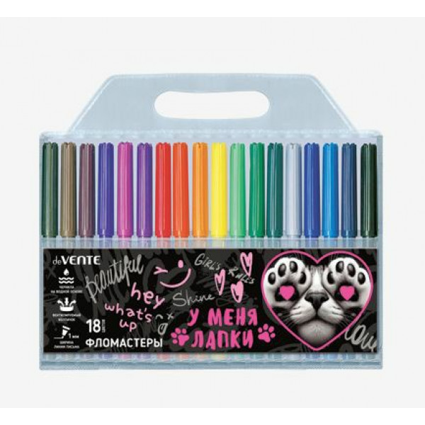 Фломастеры 18цв. "deVente. У меня лапки" с вентилируемым колпачком