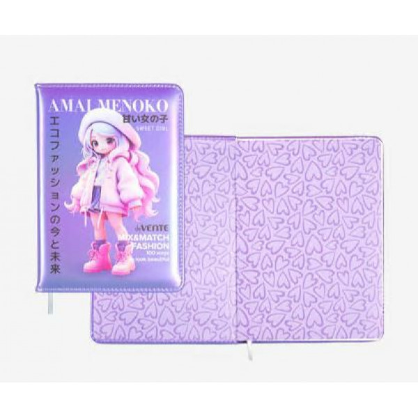 Записная книжка "deVENTE. Amai Menoko" B6 160стр. кл. тв.обл. искусс. кожа