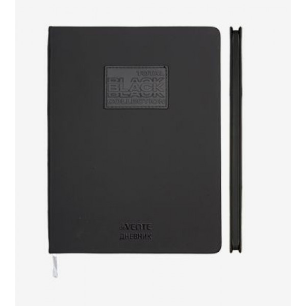 Дневник "deVENTE. TOTAL BLACK" универс. 48 л, тв.обл. искусс.кожа