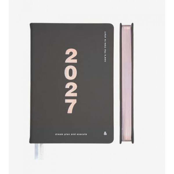 Ежедневник датир. 2027 "deVENTE. Esthete" А5 336стр, тв. обл. ис. кожа темно-серый