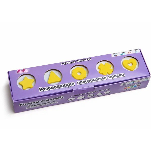 Пальчиковые краски со штампиками "Первые краски" 5цв
