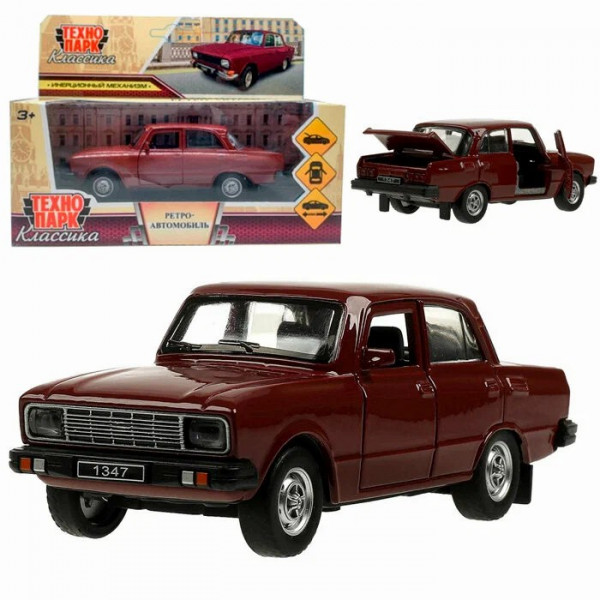 Машина металл. азлк москвич -2140sl. 12,5 см .инерция.вишневый