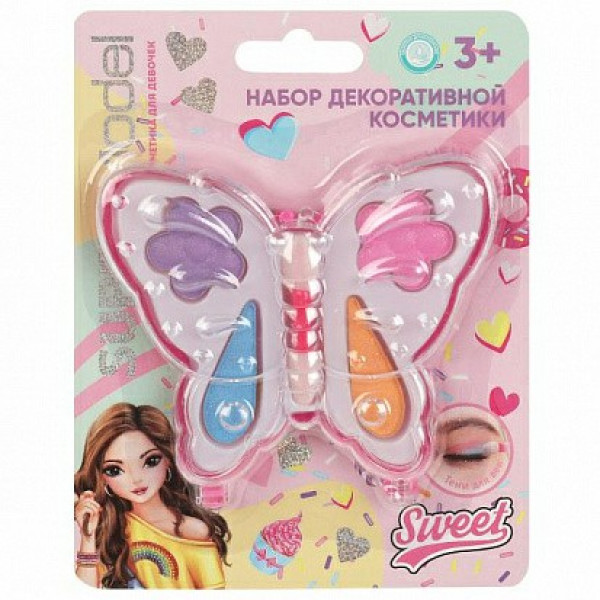 Косметика для девочек набор: тени для век с блестками, аппликатор