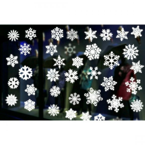 Наклейка ПВХ фигурная Снежинки 35*50см