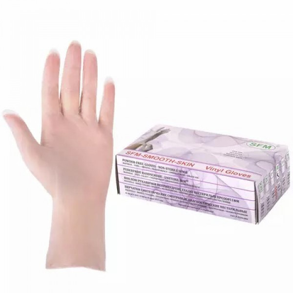 Перчатки виниловые 50 пар (100 штук) М (средний) прозрачные Германия