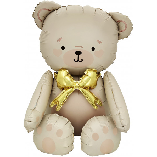 Шар (28/71) Фигура 3D, Сидячий мишка с бантиком сатин