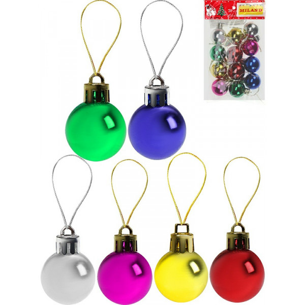 Набор ёлочных подвесок"Новогодние шарики" 12шт, 3см