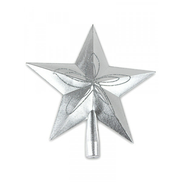 Верхушка на елку Красивая звезда , серебряная 23*24см