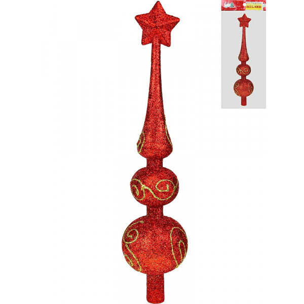 Верхушка на елку С праздником! 29см красная