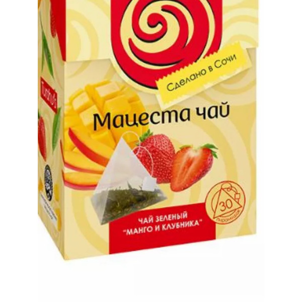 Чай Мацеста зеленый Манго, клубника, гибискус и васильки в пирамидках 30*1,8г