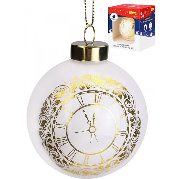 Новогоднее украшение , елочный стеклянный шар Бой курантов 8см