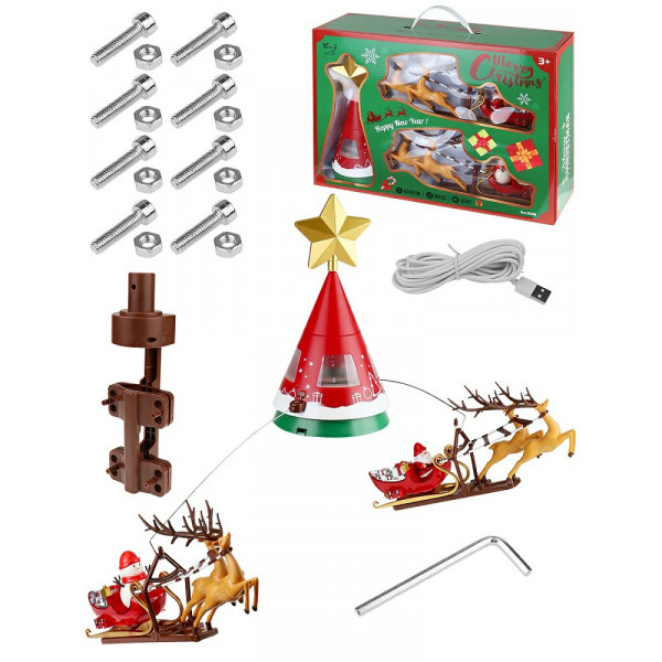 Верхушка на ёлку "Волшебные сани" LED, USB музыкальная