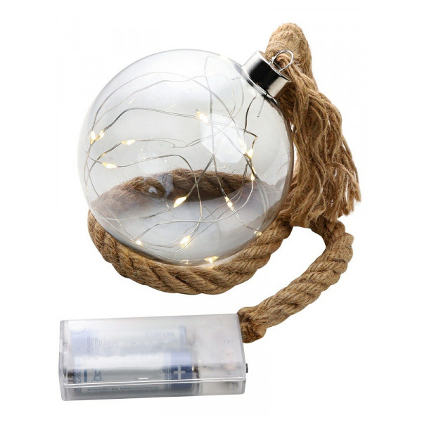 Шар ёлочный "Праздничное свечение" 10см, стеклянный на батар.