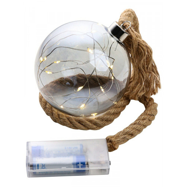 Шар ёлочный "Уютное свечение" 10см, стеклянный на батар.