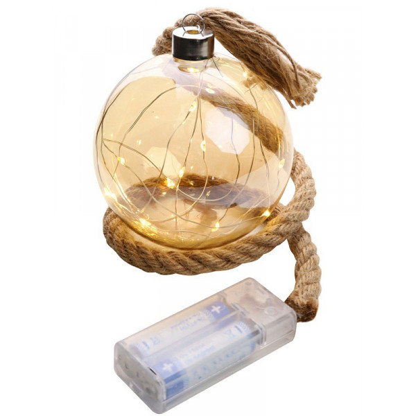 Шар ёлочный "Новогоднее свечение" 10см, стеклянный на батар.