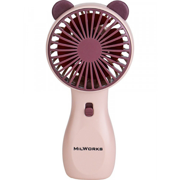 Вентилятор-мини ручной портативный "Ушки" USB, розовый