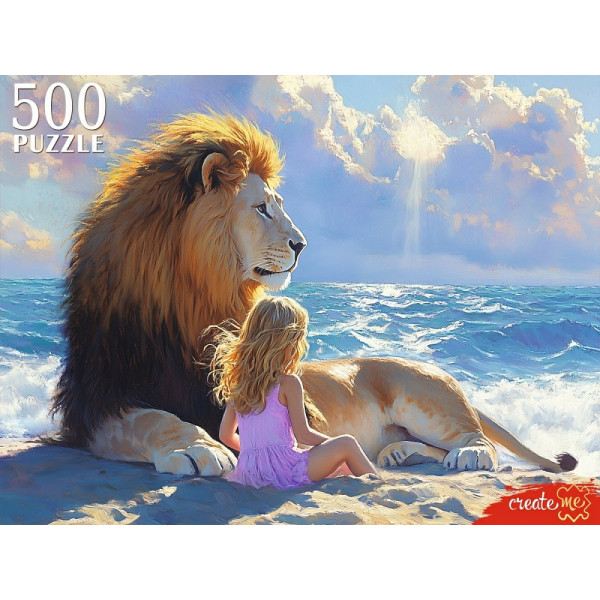 Пазлы 500 Девочка и лев