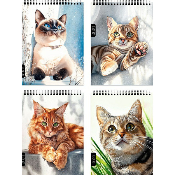 Блокнот А7 40л. Нарисованные котики
