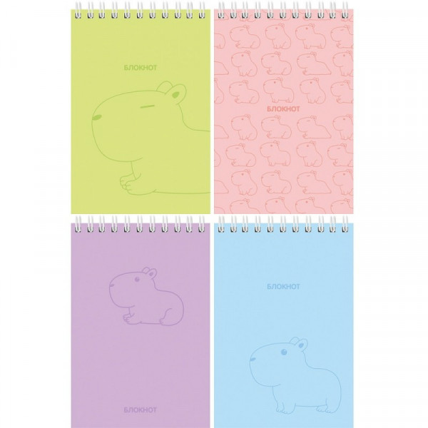 Блокнот А6 40л. Нежная капибара, ассорти