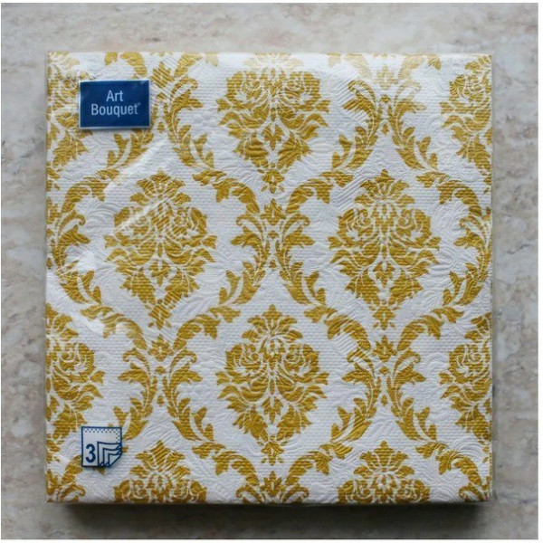 Салфетки бум. декоративные 2сл. 20л. 33*33 Bouquet de Luxe "Royal золото на белом"