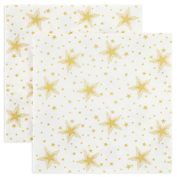 Салфетки сервировочные, Золотые звезды 33*33 20 шт